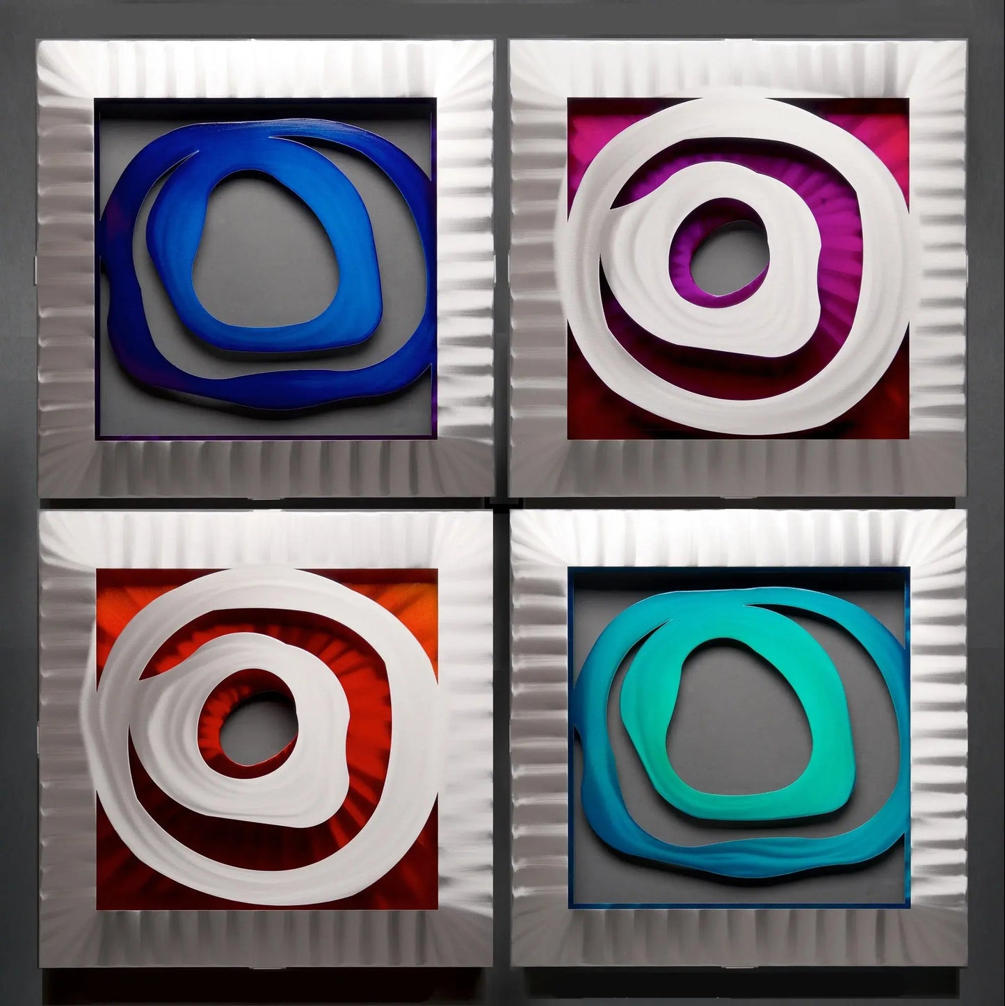 Metal Petal Art by Sondra Gerber Ripple Effect Set Hand Painted Brushed Aluminum Wall Sculptures