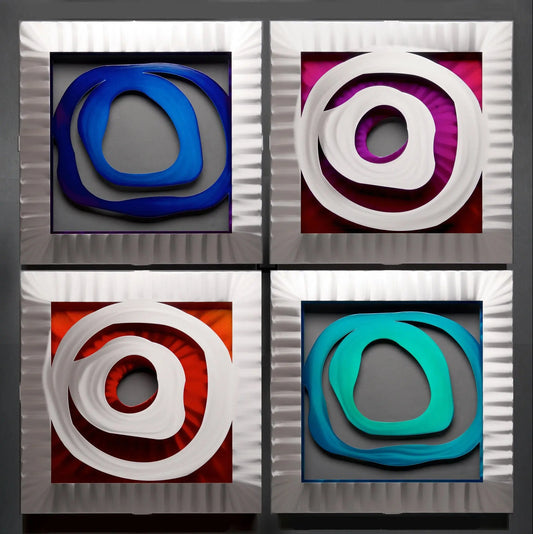 Metal Petal Art by Sondra Gerber Ripple Effect Set Hand Painted Brushed Aluminum Wall Sculptures