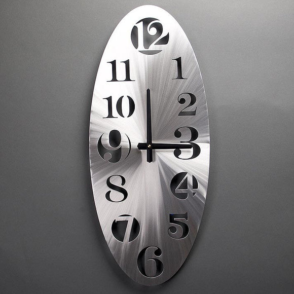 Metal Petal Art by Sondra Gerber Vertical Oval Wall Clock in Brushed Aluminum