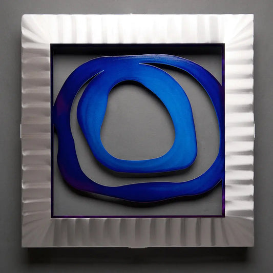 Metal Petal Art by Sondra Gerber Ripple Effect Set Hand Painted Brushed Aluminum Wall Sculptures blue close up