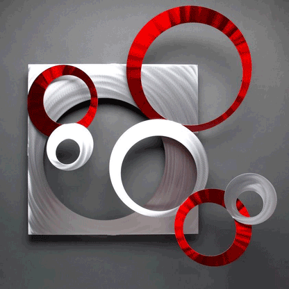 Circle Around Wall Art Sculpture in Red by Sondra Gerber of Metal Petal Art