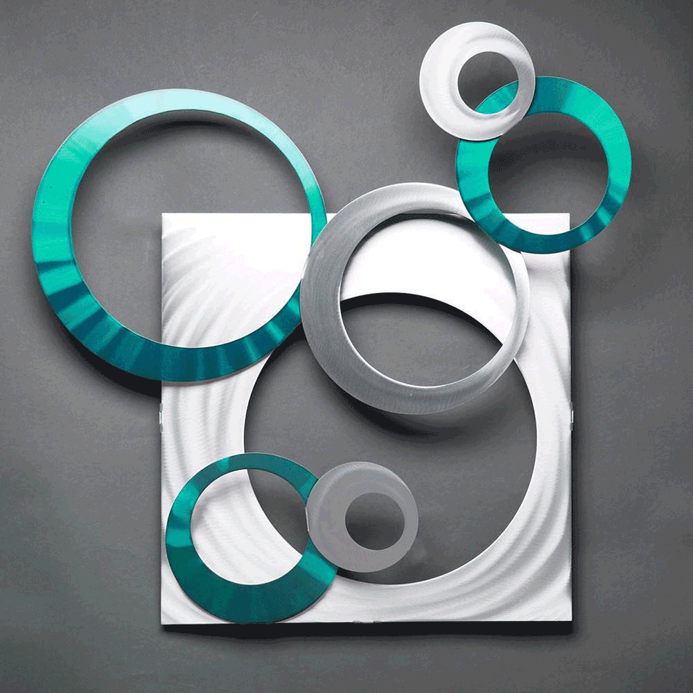 Circle Around Wall Art in Turquoise Sculpture by Sondra Gerber of Metal Petal Art