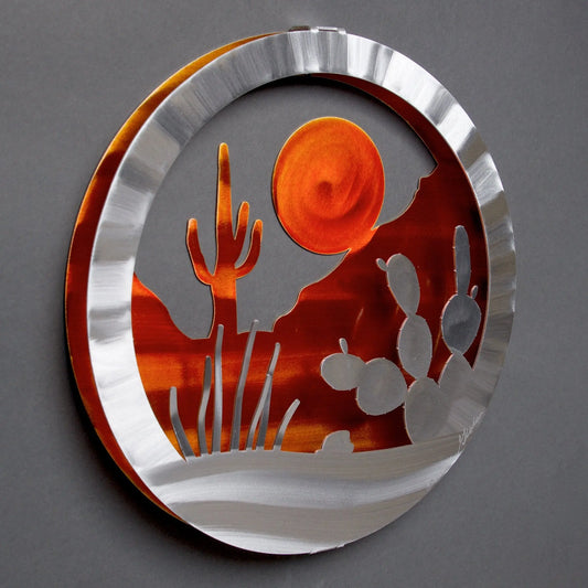 Metal Petal by Sondra Gerber Desert Wall Circle Wall Art Artisan Crafted Hand Painted Brushed Aluminum Wall Sculptures