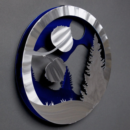 Metal Petal by Sondra Gerber Mountain View Circle Wall Art Artisan Crafted Hand Painted Brushed Aluminum Wall Sculptures