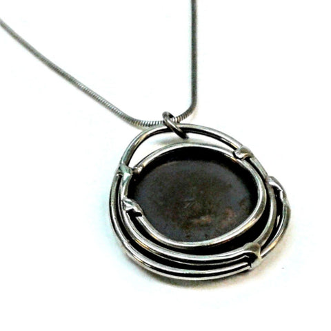 Metallic Evolution Nest Stainless Steel Pendant Necklace Artisan Crafted Jewelry