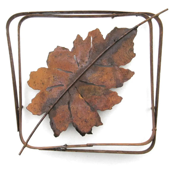 Metallic Evolution Outdoor Beech Leaf Steel Frame XL LFRX-08, Small LFR-08, Artistic Artisan Sculptural Metal Wall Art