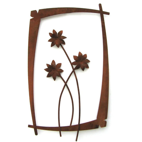 Metallic Evolution Outdoor Field Dasies Wall Flower Steel Sculpture WFO-02, Artistic Artisan Metal Wall Art
