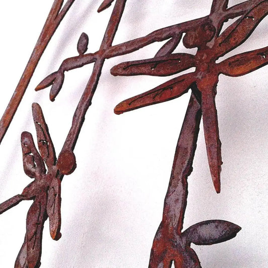 Metallic Evolution Outdoor Indoor Arch Dragonfly Panel Detail Artisan Crafted Sculptural Wall Art