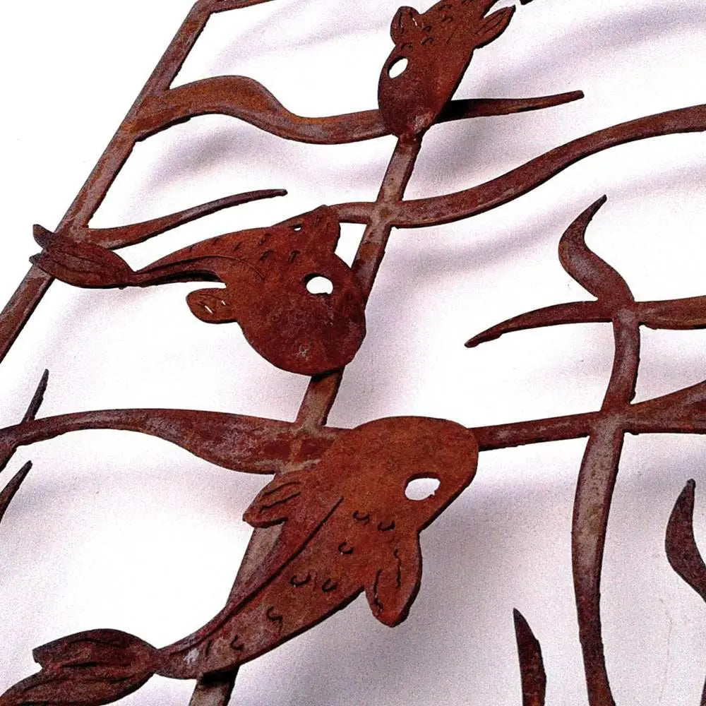 Metallic Evolution Outdoor Indoor Arch Fish Panel Detail Artisan Crafted Sculptural Wall Art