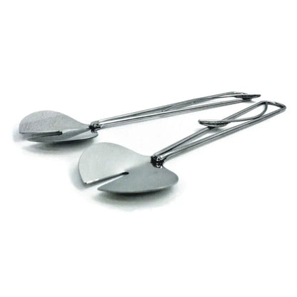 Metallic Evolution Stainless Steel Kitchen and Serving Utensils Ginkgo Salad Set Artisan Crafted Servingware