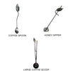 Metallic Evolution Stainless Steel Kitchen and Serving Utensils Set Large Coffee Scoop Coffee Spoon and Honey Dipper Artisan Crafted Servingware