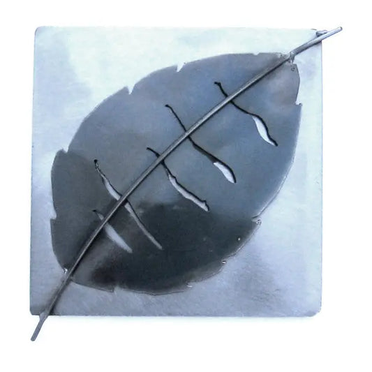 Metallic Evolution Steel Aspen Leaf Tile TLAL-66, Artistic Artisan Sculptural Metal Wall Art