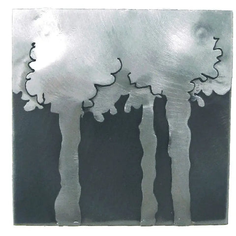 Metallic Evolution Steel Deep Woods Tile TLDW-66, Artistic Artisan Sculptural Metal Wall Art