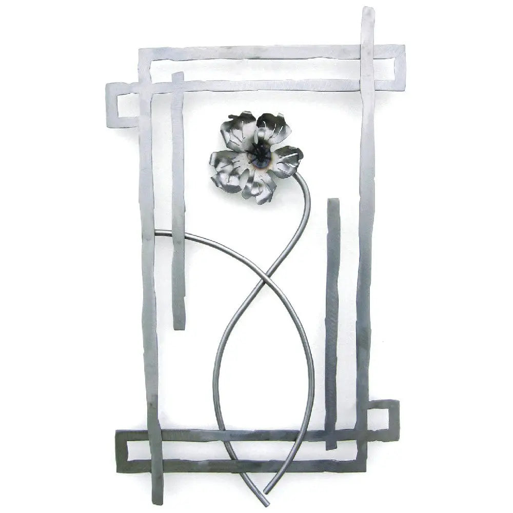Metallic Evolution Steel Poppy Wall Flower Sculpture WFP-830, Artistic Artisan Metal Wall Art