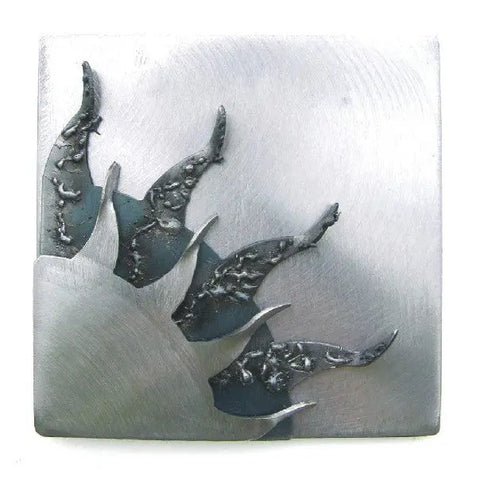Metallic Evolution Steel Summer Tile TLSU-66, Artistic Artisan Sculptural Metal Wall Art