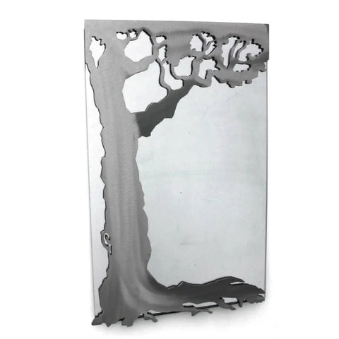 Metallic Evolution Steel Tree Mirror Large MTR-523, Artistic Artisan Designer Mirrors