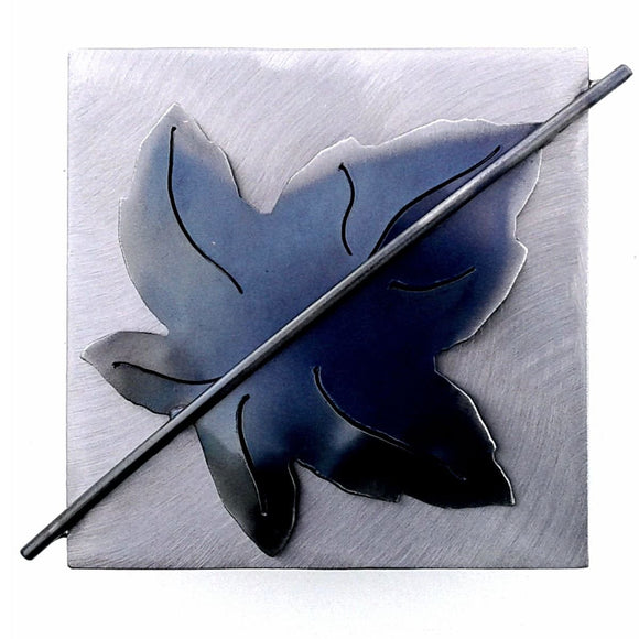 Metallic Evolution Sycamore Leaf Stainless Steel Tile Artisan Crafted Sculptural Wall Art