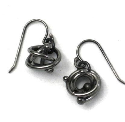 Metallic Evolution Tangled Bead Stainless Steel Earrings Artisan Crafted jewelry