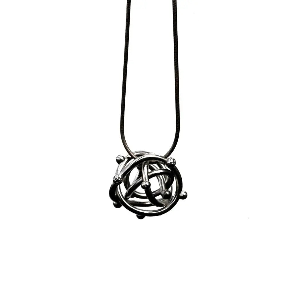 Metallic Evolution Tangled Bead Stainless Steel Pendant Necklace Artisan Crafted Jewelry