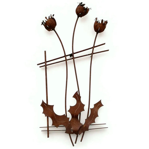 Metallic Evolution Thistle Natural Rust Fence Art Artisan Crafted Sculptural Wall Art