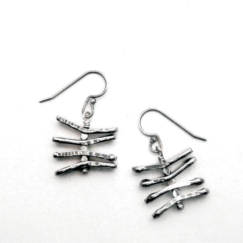 Metallic Evolution Zebra Large Stainless Steel Earrings Artisan Crafted Jewelry