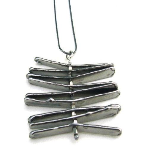 Metallic Evolution Zebra Large Stainless Steel Pendant Necklace Artisan Crafted Jewelry