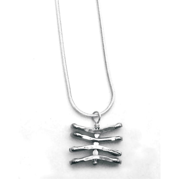 Metallic Evolution Zebra Small Stainless Steel Pendant Artisan Crafted Jewelry