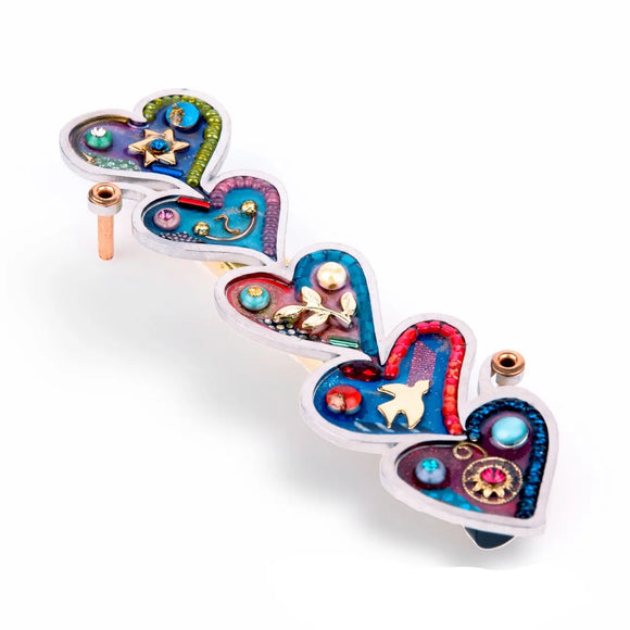 Mezuzahs, Seeka Hearts Mezuzah 1450952, Hand Painted, Stainless Steel, Austrian Crystal, Beads, Artistic Artisan Judaica