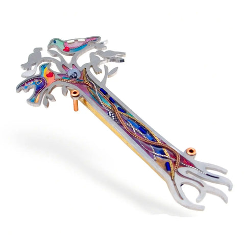 Mezuzahs, Seeka Peace Doves Tree Of Life Mezuzah 1450694, Hand Painted, Stainless Steel, Austrian Crystal, Beads, Artistic Artisan Judaica