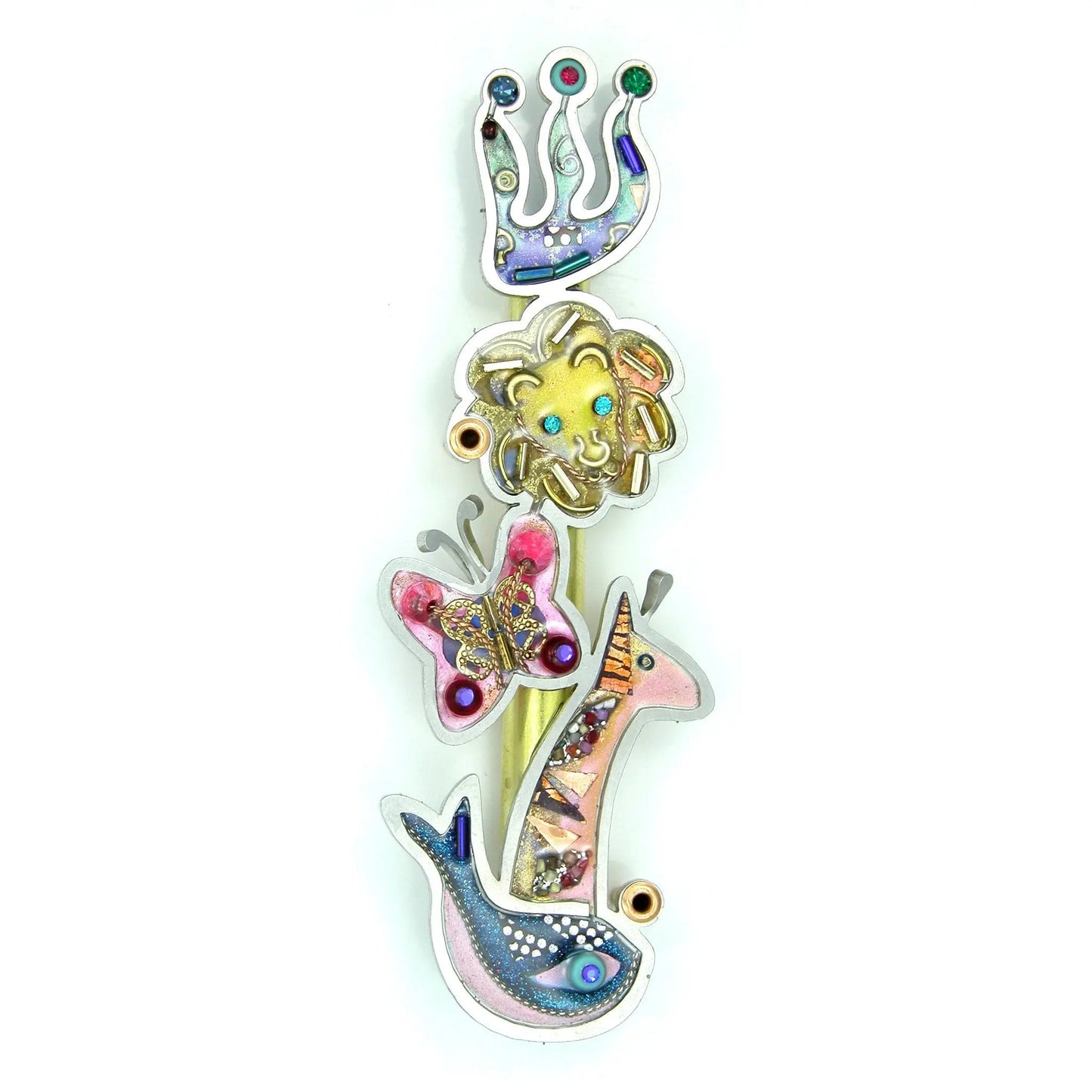 Mezuzahs, Seeka Animals Of Noah's Ark Mezuzah 1450806, Hand Painted, Stainless Steel, Austrian Crystal, Beads, Artistic Artisan Judaica