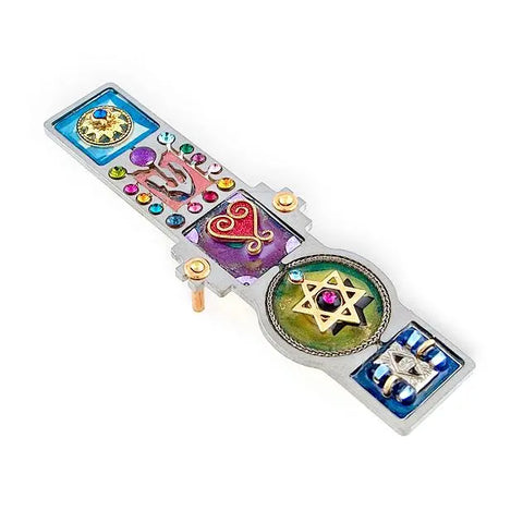 Mezuzahs, Seeka Treasure Chest Mezuzah 1459904, Hand Painted, Stainless Steel, Austrian Crystal, Beads, Artistic Artisan Judaica