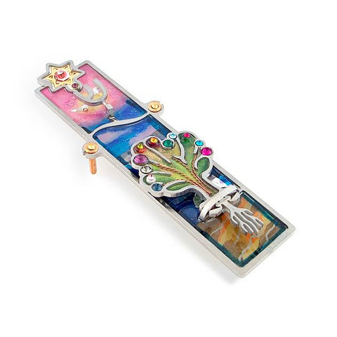 Mezuzahs, Seeka Tree Of Life Mezuzah 1459905, Hand Painted, Stainless Steel, Austrian Crystal, Beads, and Miscellaneous Materials, Judaica