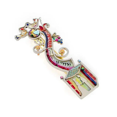 Mezuzahs, Seeka Chupa Wedding Mezuzah 1450385, Hand Painted, Stainless Steel, Austrian Crystal, Beads, Artistic Artisan Judaica