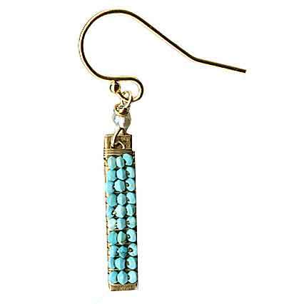Michelle Pressler Jewelry Bars Earrings 4934 with Turquoise Artistic Artisan Designer Jewelry