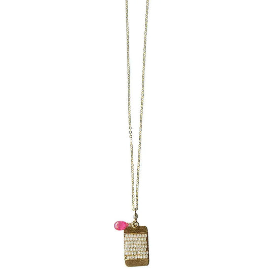 Michelle Pressler Jewelry Bars Necklace 4988 A with Pink Sapphire and Natural Zircon Artistic Artisan Designer Jewelry