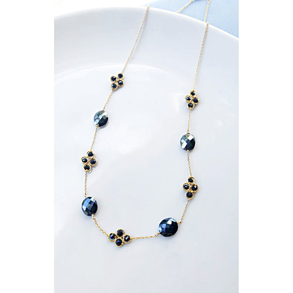Michelle Pressler Black Clover Necklace 4872 with Black Spinel and Onyx Artistic Artisan Designer Jewelry