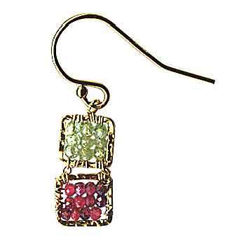 Michelle Pressler Jewelry Box Earrings 4243 B with Green Kyanite and Ruby Artistic Artisan Designer Jewelry