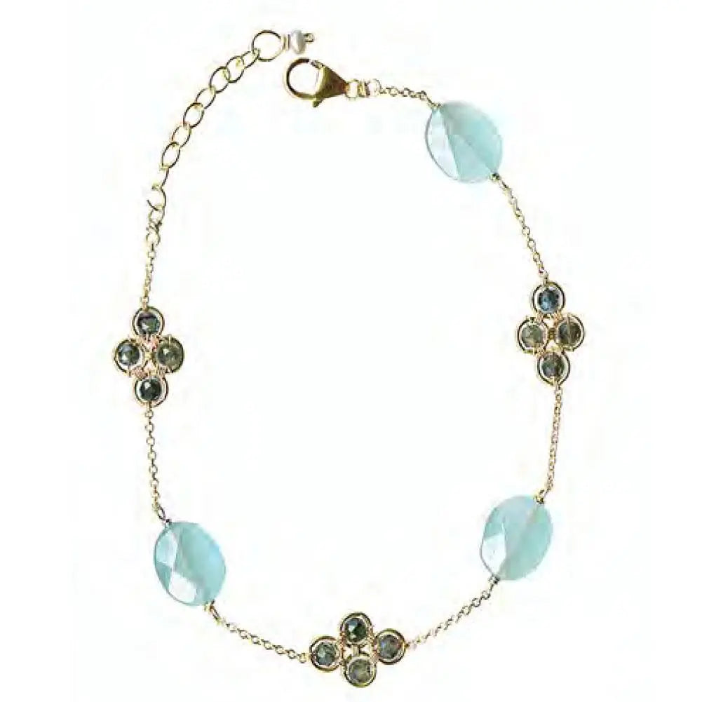 Michelle Pressler Jewelry Bracelet 4880 with Australian Sapphire and Chalcedony Artistic Artisan Crafted Jewelry