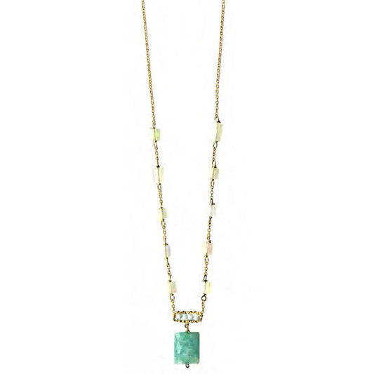 Michelle Pressler Capri Necklace 4690 B with Opal Larimar and Dark Amazonite Artistic Artisan Designer Jewelry