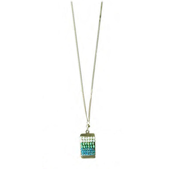 Michelle Pressler Capri Wrapped Tab Necklace 4987 with Larimar Turquoise and Apatite Artistic Artisan Designer Jewelry