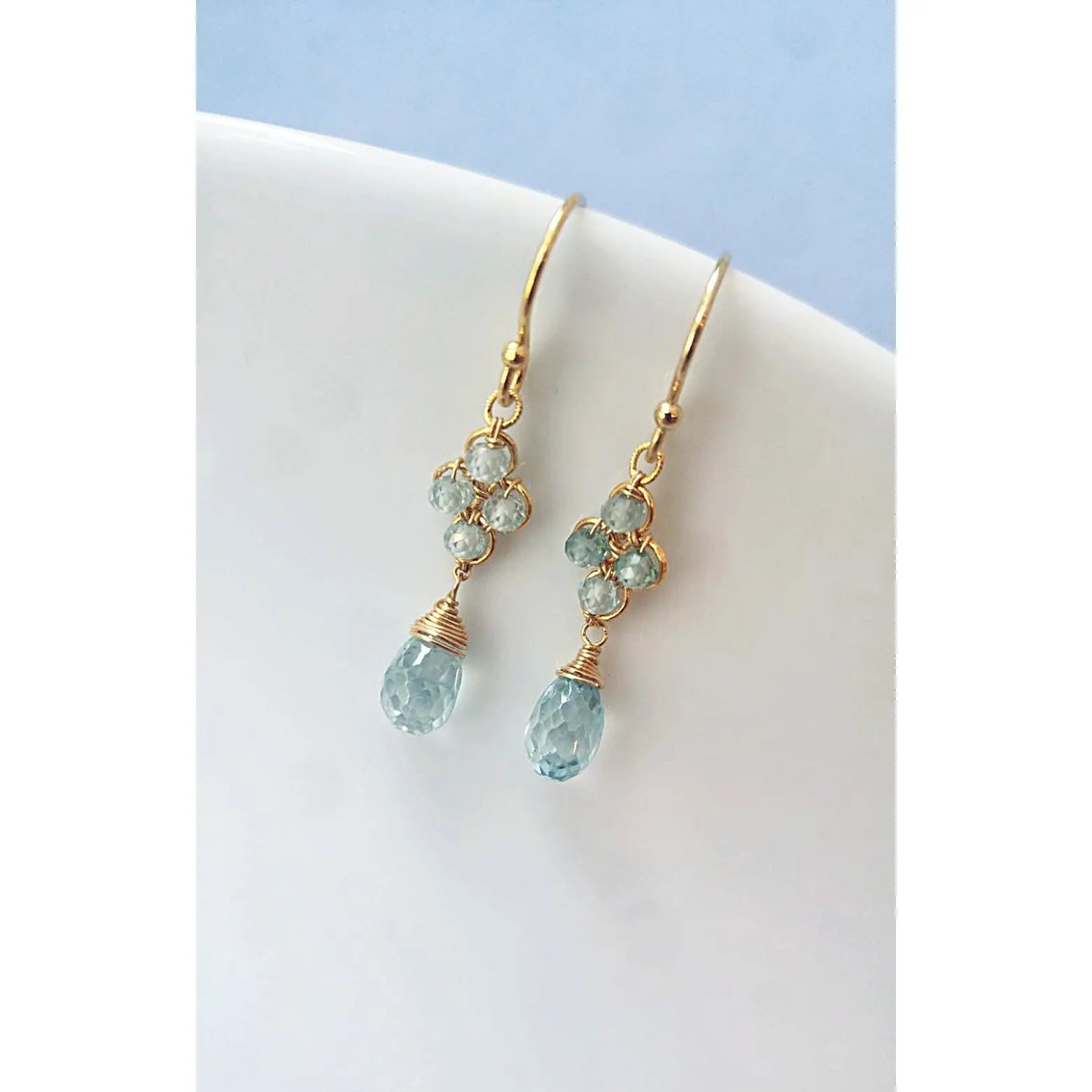 Michelle Pressler Clover Earrings 4715 with Labradorite and Silverite Drops Artistic Artisan Designer Jewelry
