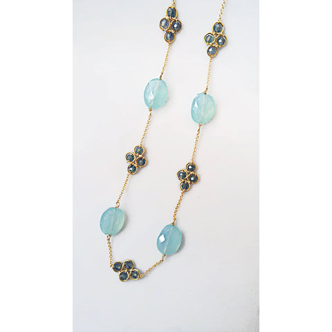 Necklace 4872 with Australian Sapphire and Chalcedony by Michelle Pressler Jewelry