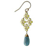 Michelle Pressler Jewelry Clovers Earrings 4717 B with Lemon Chalcedony and Blue Green Kyanite Artistic Artisan Designer Jewelry