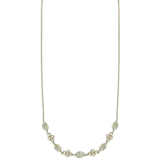 Michelle Pressler Jewelry Clovers Necklace 4713 with Australian Opal and Grey Moonstone Artistic Artisan Designer Jewelry