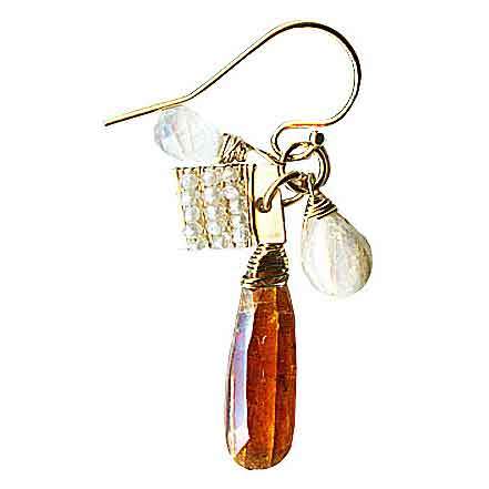 Michelle Pressler Jewelry Clusters Earrings 5012 A with Orange Kyanite Mix Artistic Artisan Designer Jewelry