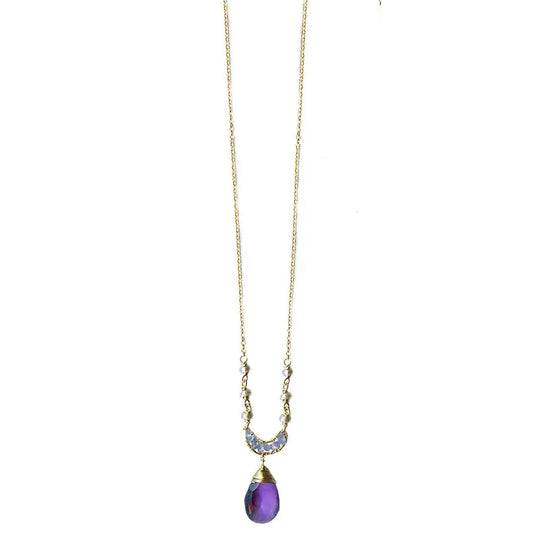 Michelle Pressler Jewelry Crescent Necklace 4202 A with Tanzanite and Amethyst Artistic Artisan Designer Jewelry