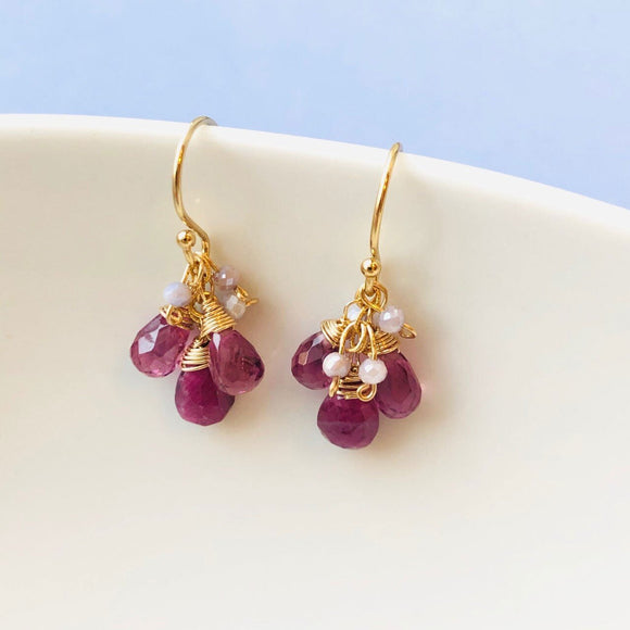 Michelle Pressler Jewelry Earrings 2691A with Malaia Garnet Ruby Drops Artistic Artisan Crafted Jewelry