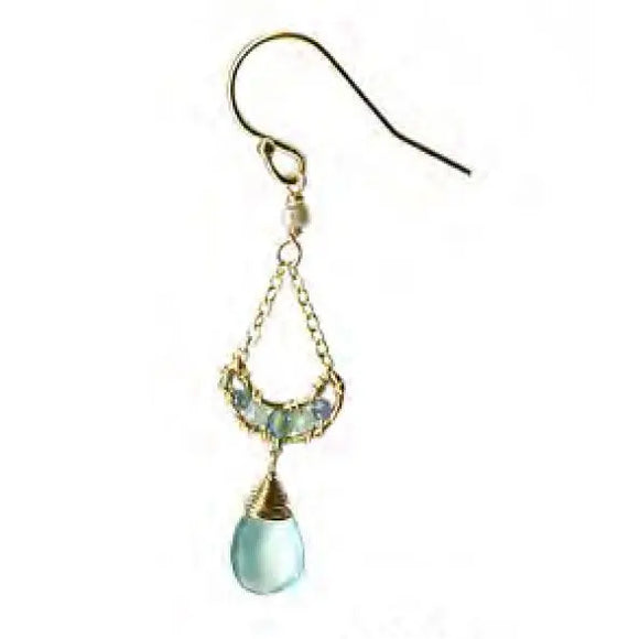 Michelle Pressler Jewelry Earrings 4207 with Sapphire Opal and Chalcedony Artistic Artisan Crafted Jewelry