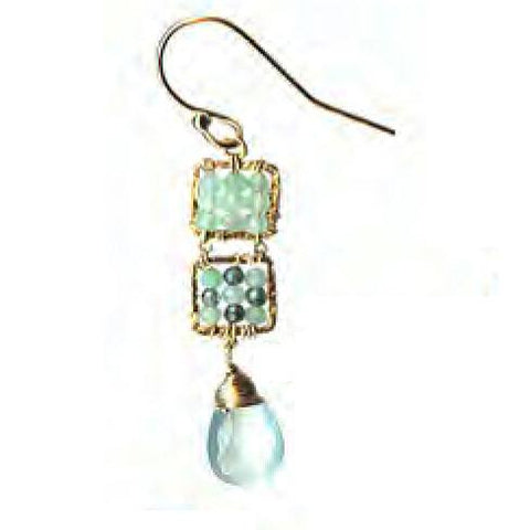 Michelle Pressler Jewelry Earrings 4244C EAR with Opal and Australian Sapphire Artistic Artisan Crafted Jewelry