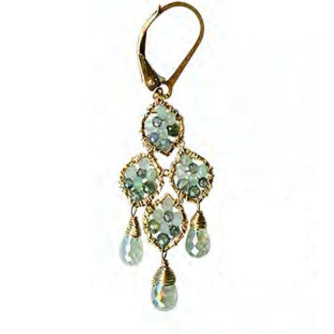 Michelle Pressler Jewelry Earrings 5111D with Sapphire Opal Aquamarine Artistic Artisan Crafted Jewelry